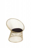 METAL CHAIR GOLD ROUND BLACK VELVET ORDER ONLY - CHAIRS, STOOLS